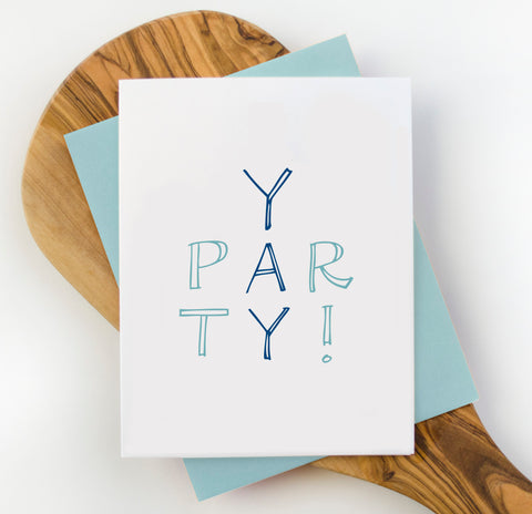 Yay Party Blue Greeting Card